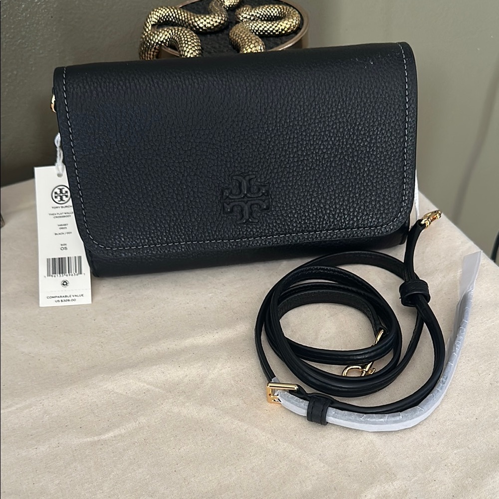 Tory Burch Thea Black Crossbody Bag with Gold Hardware